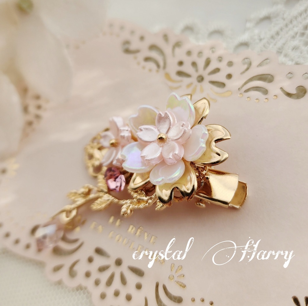 【華桜の髪飾り】~金桜~ミニヘアクリップ