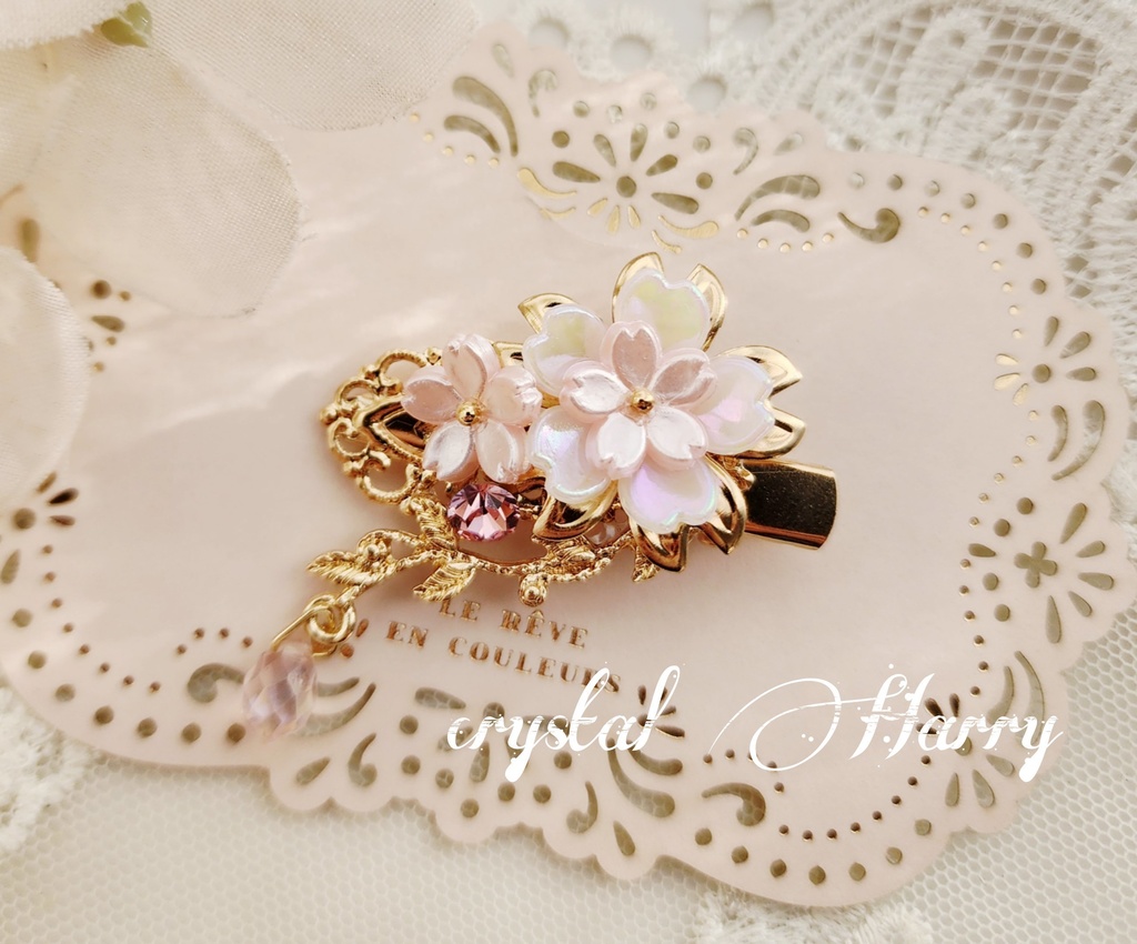 【華桜の髪飾り】~金桜~ミニヘアクリップ