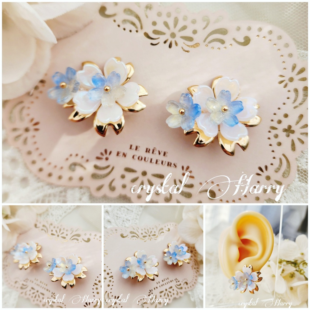 【華桜の耳飾り】～水桜～クリップイヤリング