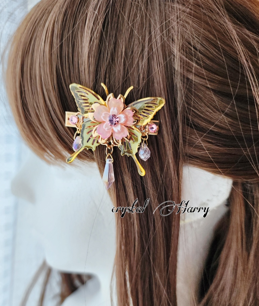 【透桜蝶の髪飾り】~桜~ミニヘアクリップ