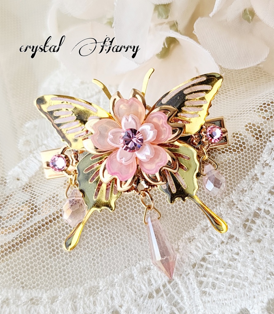 【透桜蝶の髪飾り】~桜~ミニヘアクリップ