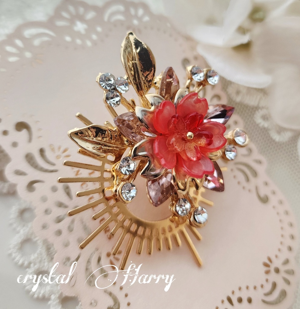 【桜日光輪の髪飾り】~紅桜~ポニーフック