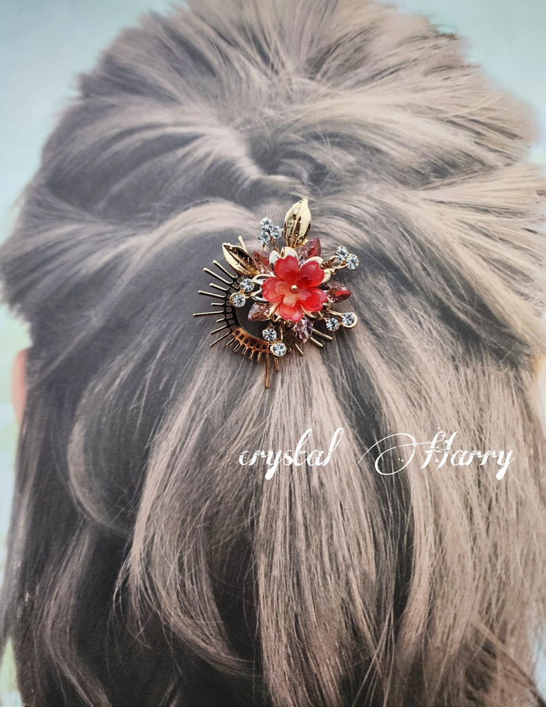 【桜日光輪の髪飾り】~紅桜~ポニーフック