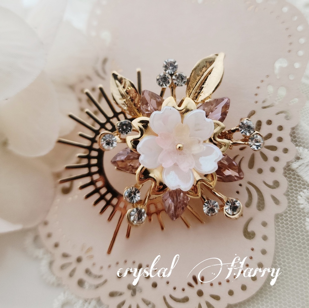 【桜日光輪の髪飾り】～淡桜～ポニーフック