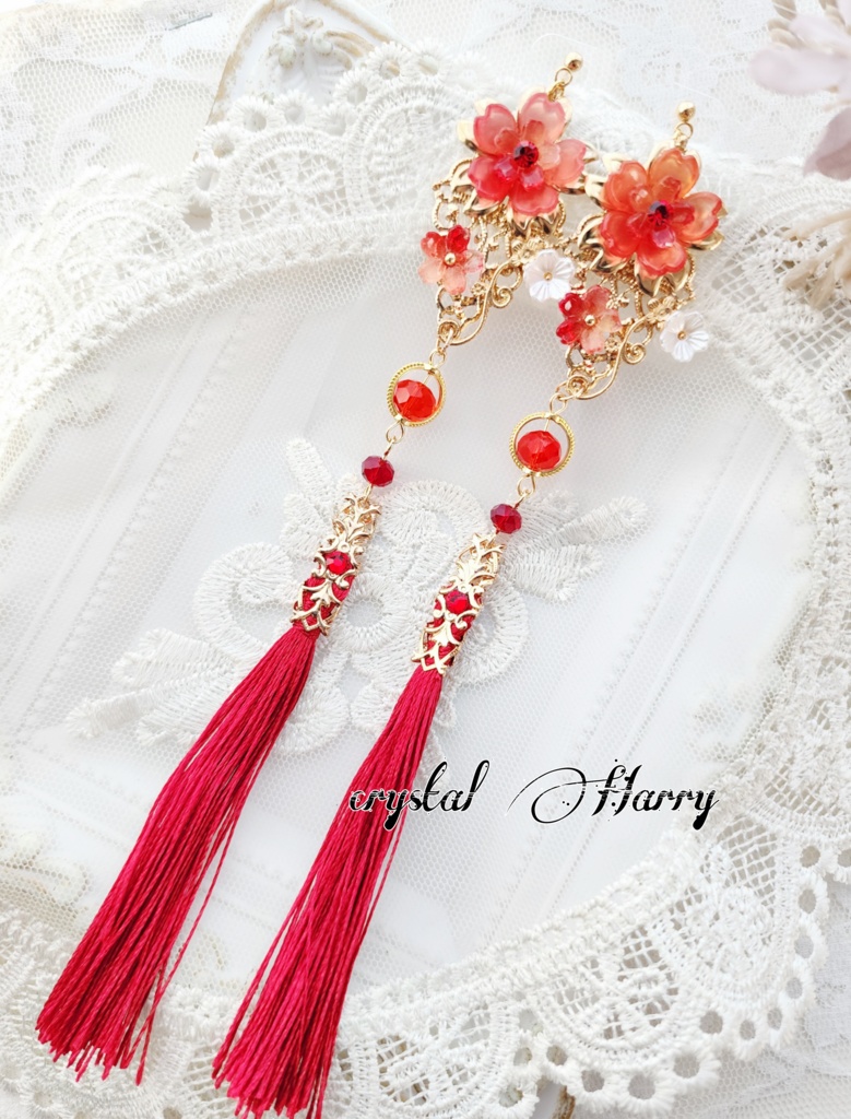 【桜花繚乱の耳飾り】~紅桜~