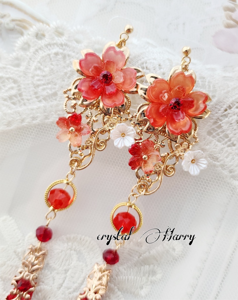 【桜花繚乱の耳飾り】~紅桜~