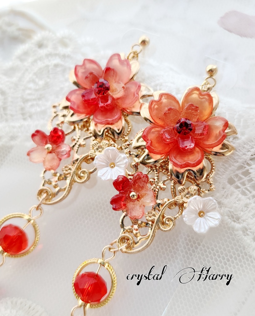 【桜花繚乱の耳飾り】~紅桜~