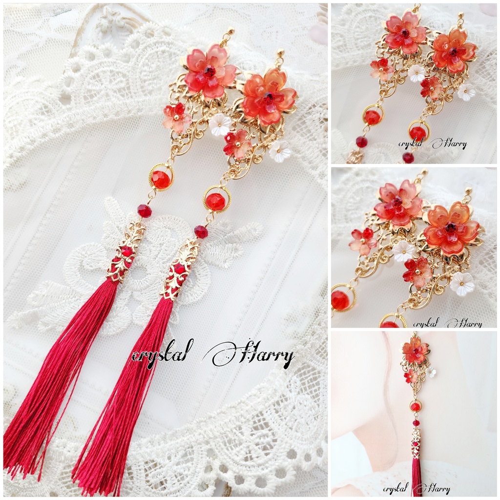 【桜花繚乱の耳飾り】～紅桜～