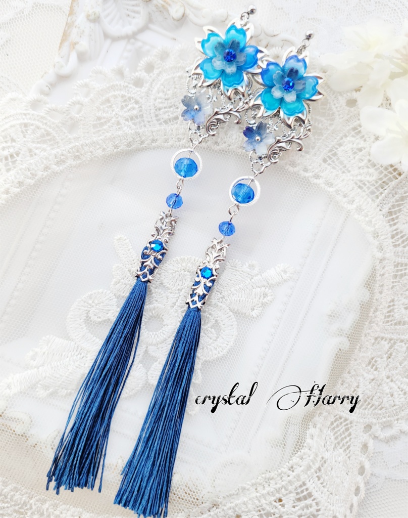 【桜花繚乱の耳飾り】~蒼桜~