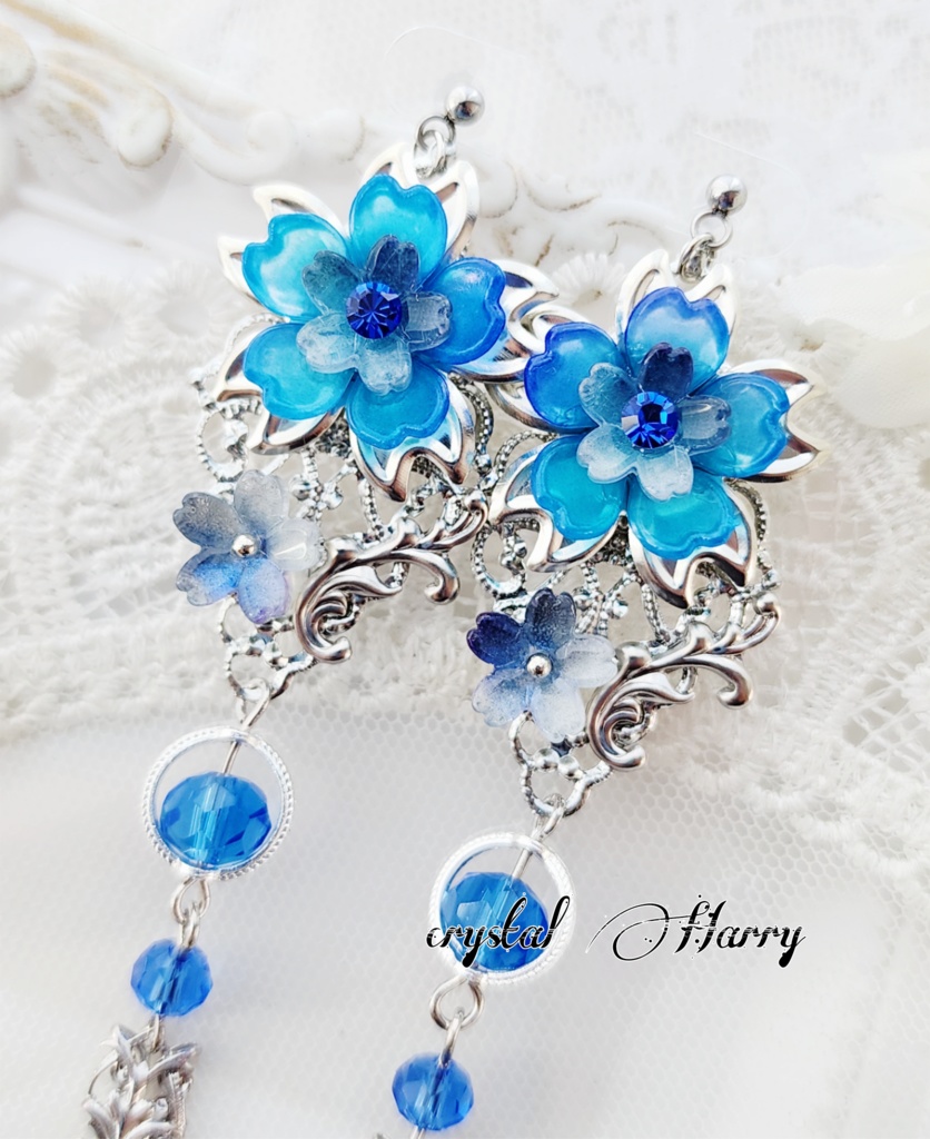 【桜花繚乱の耳飾り】~蒼桜~