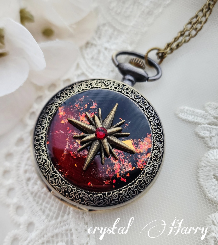 【星の羅針盤の懐中時計】～赤の星～⚠本物懐中時計