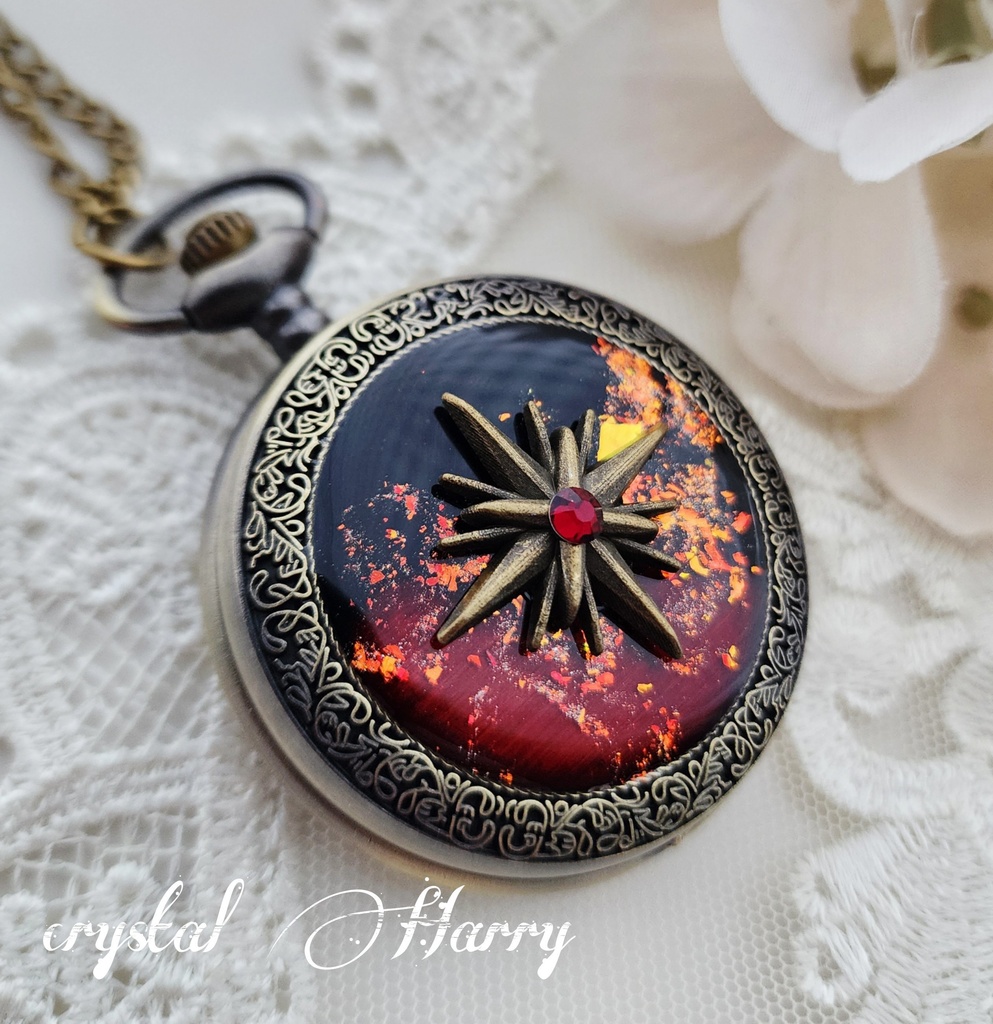 【星の羅針盤の懐中時計】~赤の星~⚠本物懐中時計