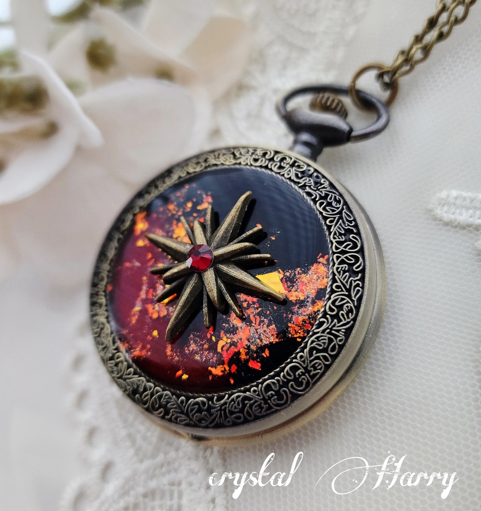 【星の羅針盤の懐中時計】~赤の星~⚠本物懐中時計