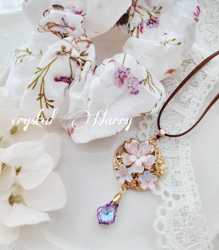 【桜月の装飾品】～桜枝～シュシュブレスレット・ネックレス