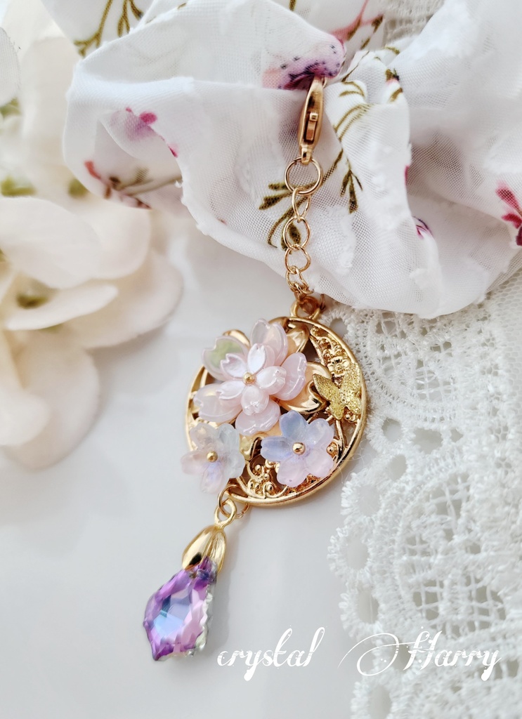 【桜月の装飾品】~桜枝~シュシュブレスレット・ネックレス