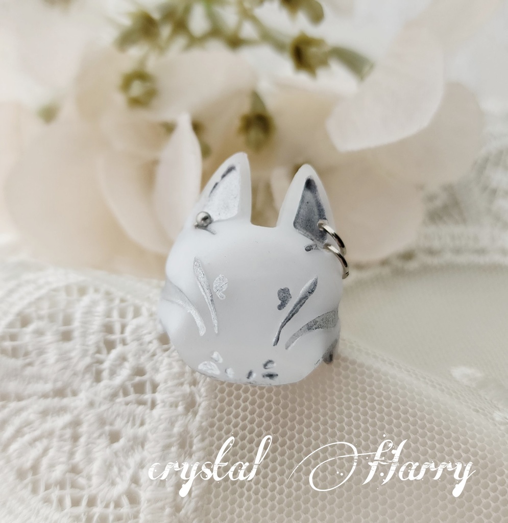 【稲荷狐の面装飾】~白銀狐~リング