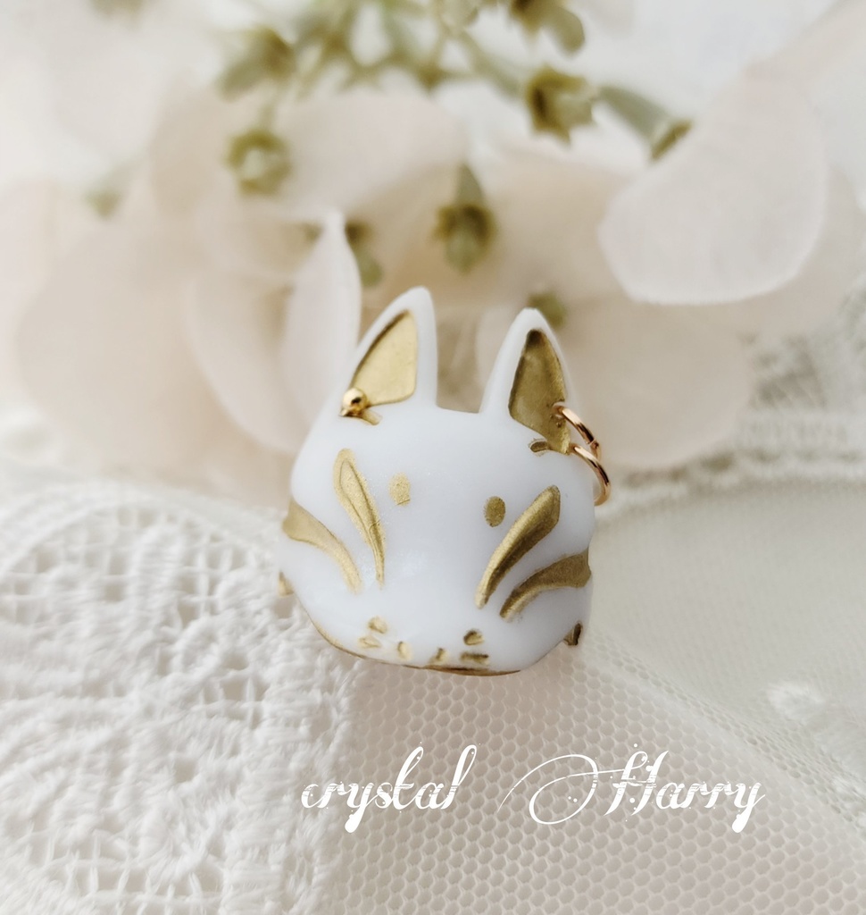 【稲荷狐の面装飾】~白金狐~リング