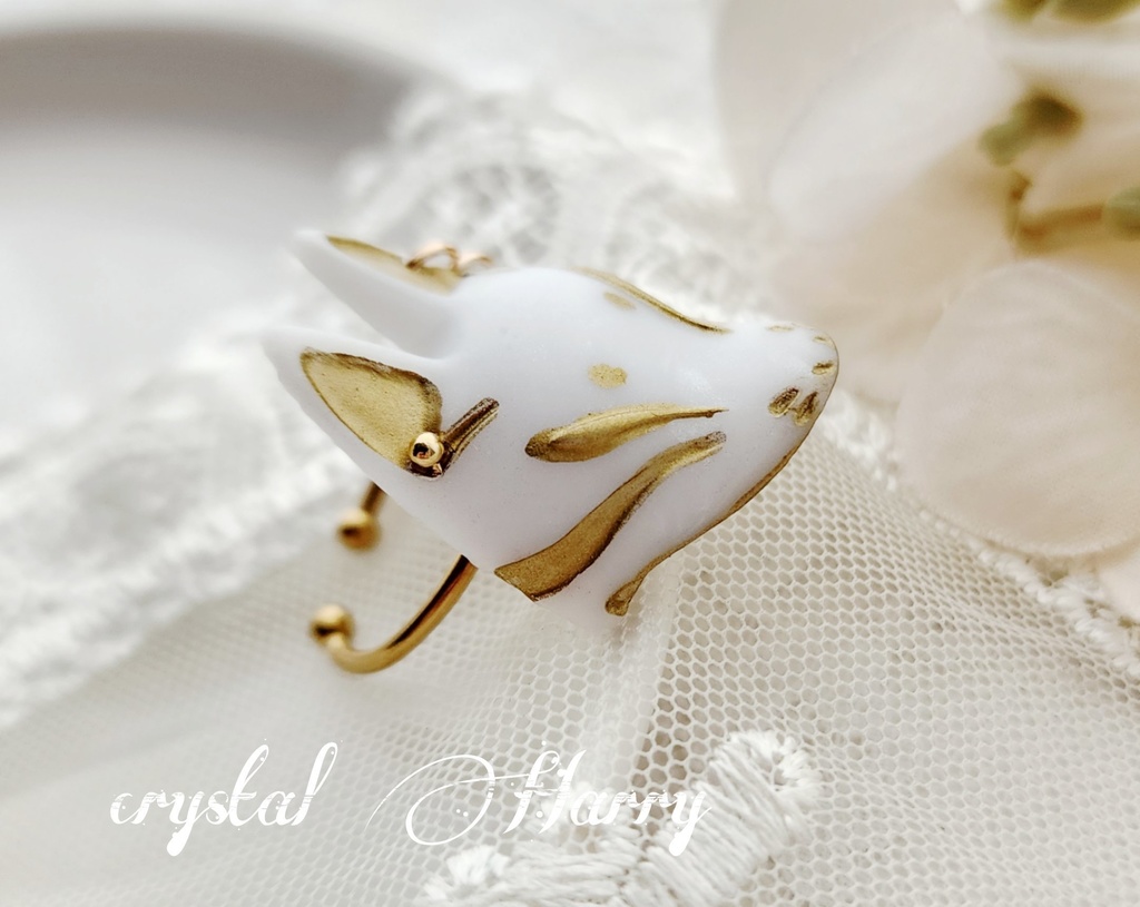 【稲荷狐の面装飾】~白金狐~リング