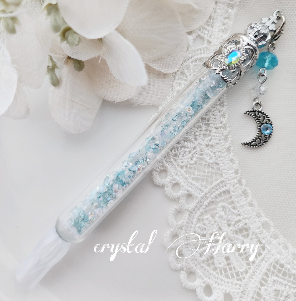 【星屑の魔法ペン】～アクアマリン～ガラスペン