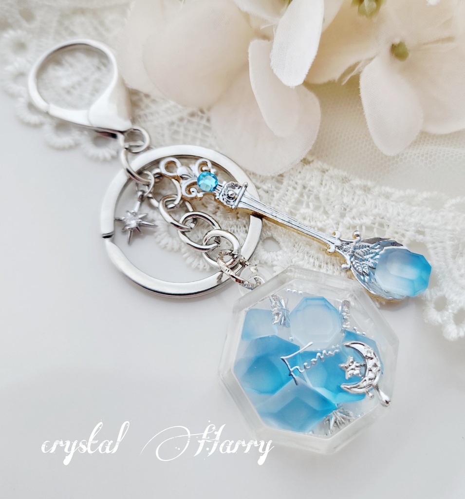 【満月堂の宝石琥珀糖】~水精霊のサイダー~キーリング
