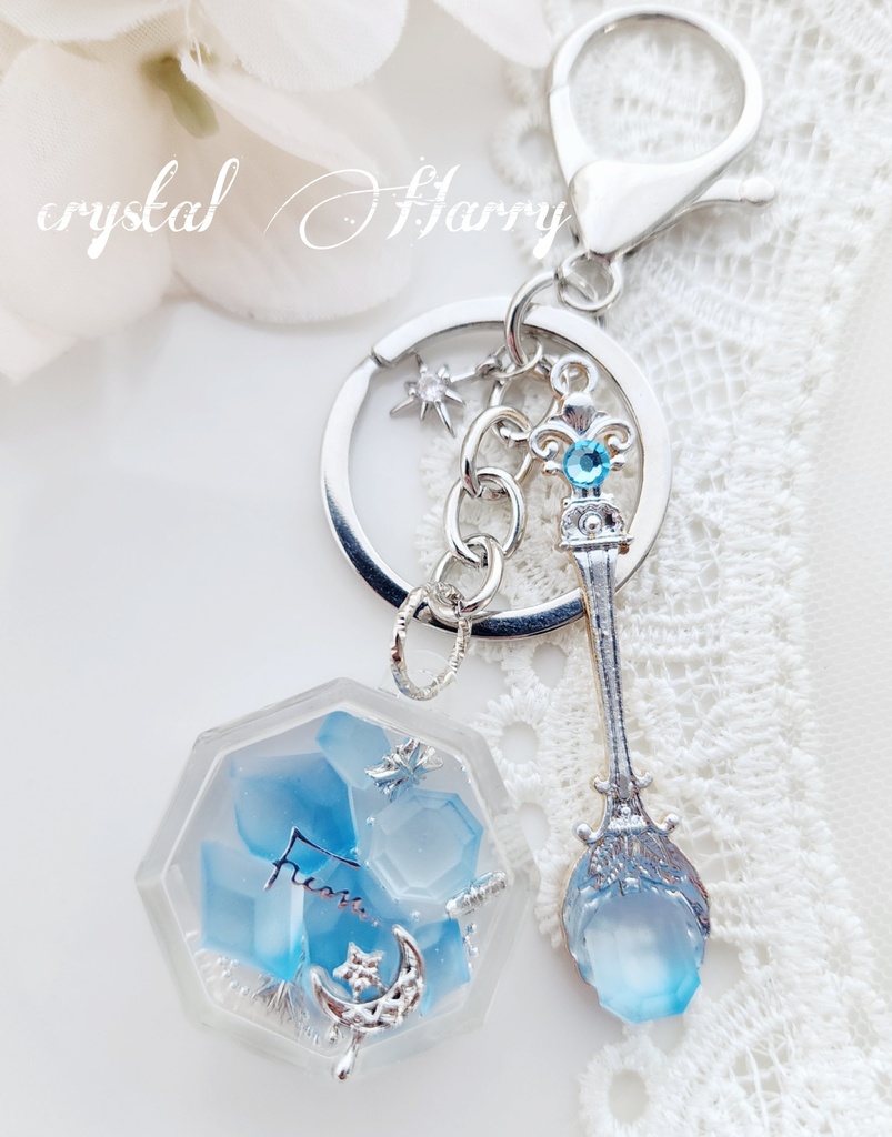 【満月堂の宝石琥珀糖】~水精霊のサイダー~キーリング