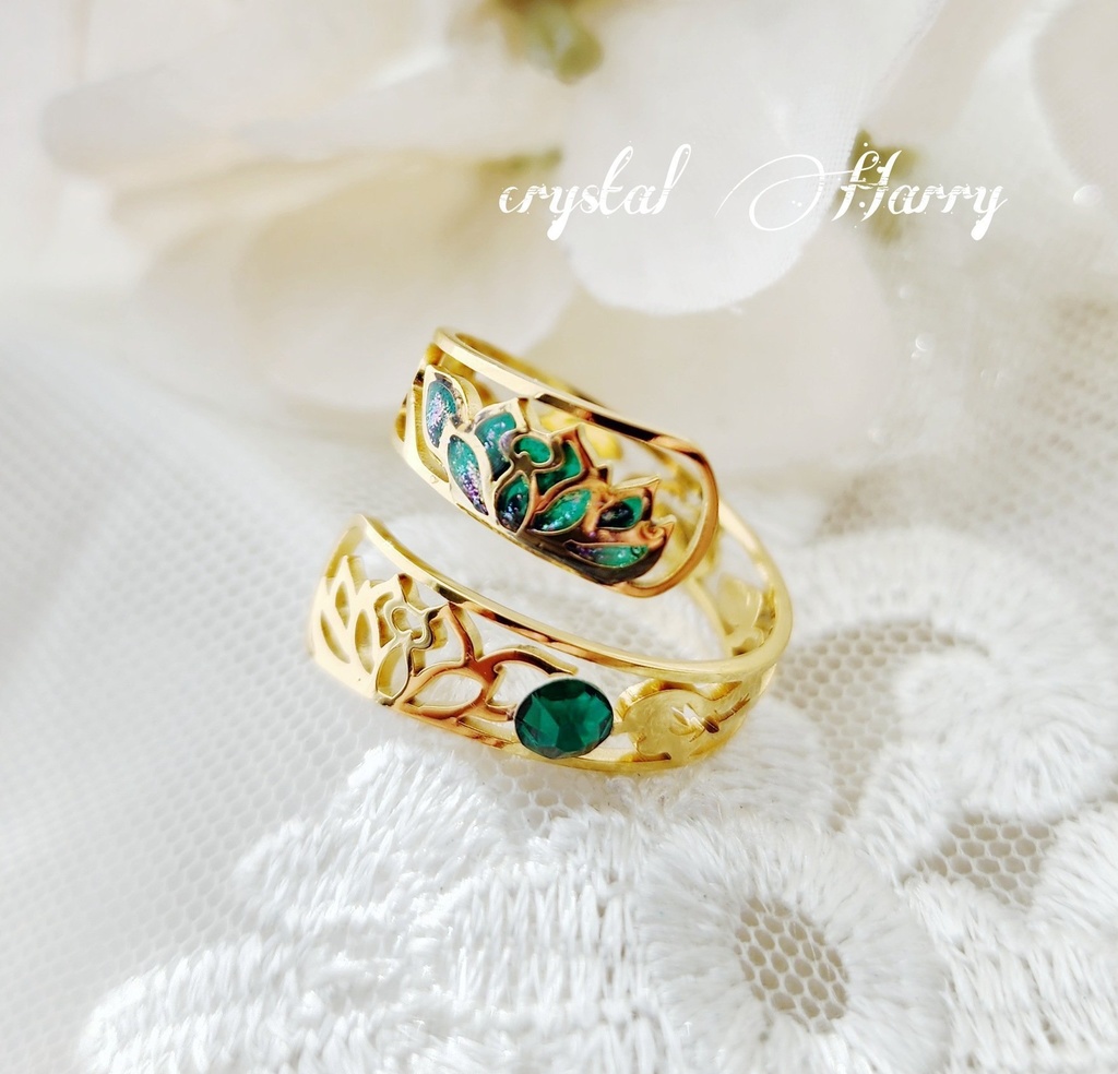 【蓮華の指輪】~金翠~フリーサイズリング