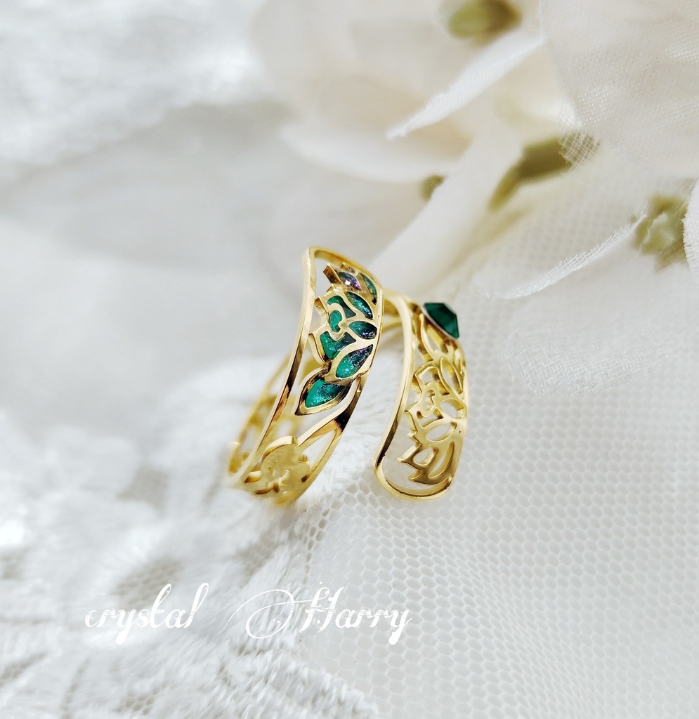 【蓮華の指輪】~金翠~フリーサイズリング