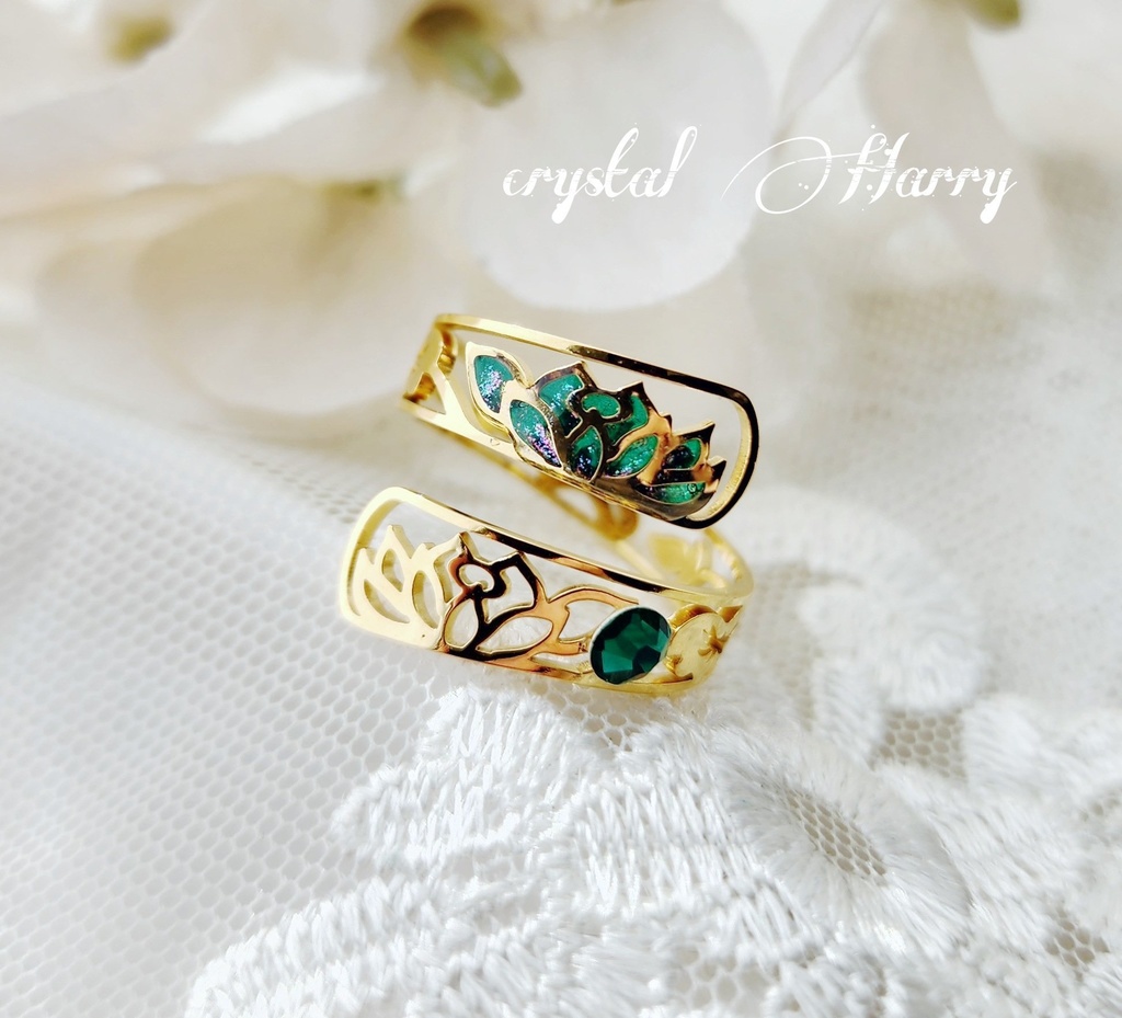 【蓮華の指輪】~金翠~フリーサイズリング