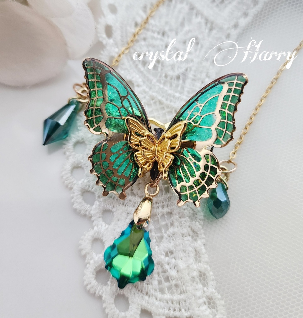 【宝石蝶の首飾り】~金翠~