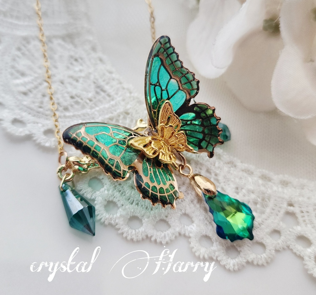 【宝石蝶の首飾り】~金翠~