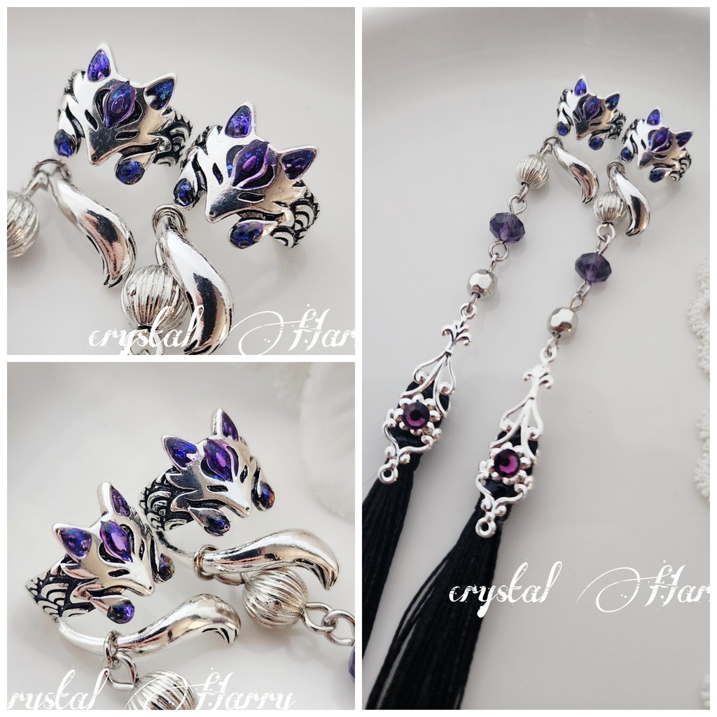 【妖狐の耳飾り】～紫闇狐～右耳用