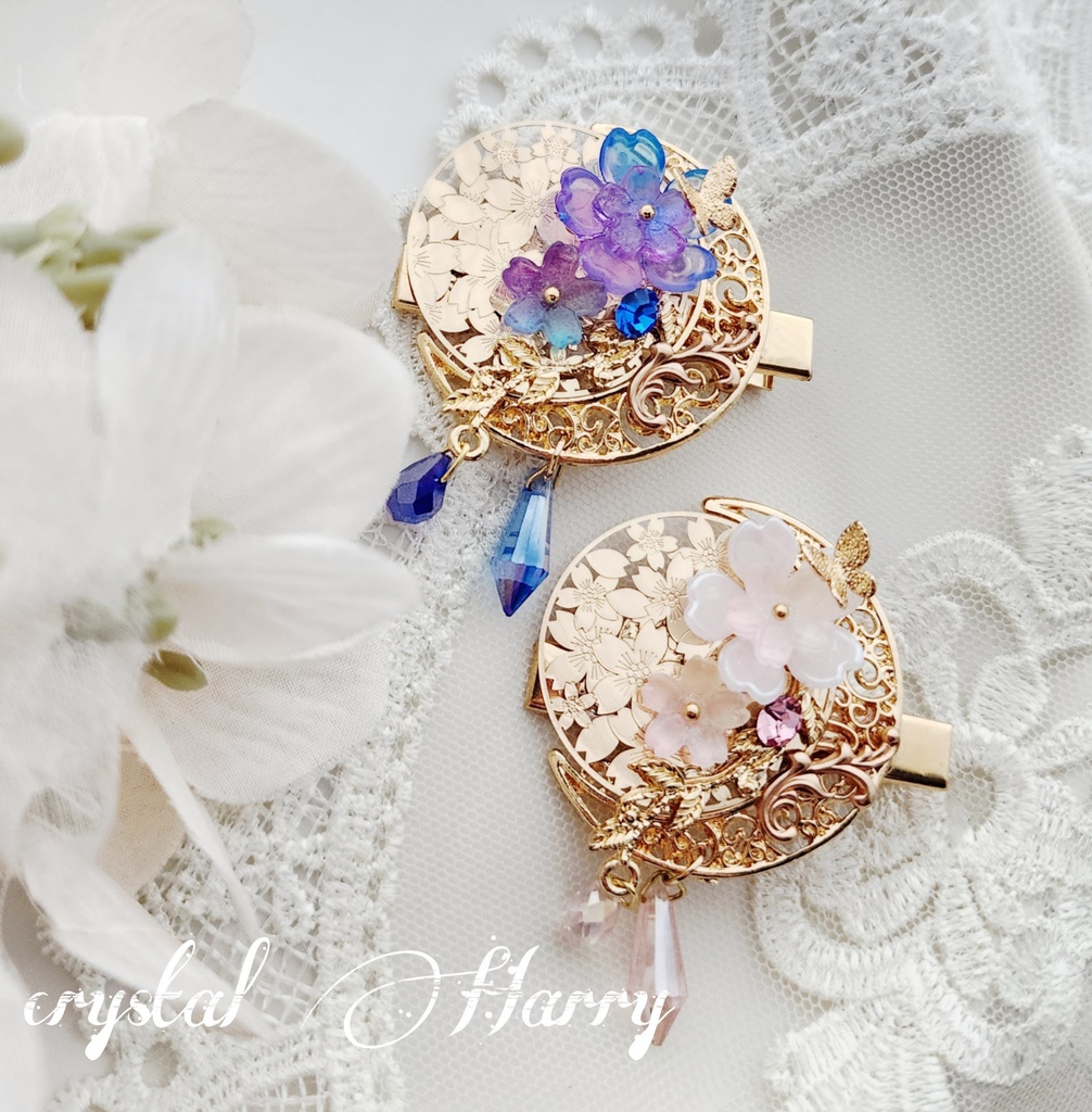 【桜満月の髪飾り】～各種～ミニヘアクリップ