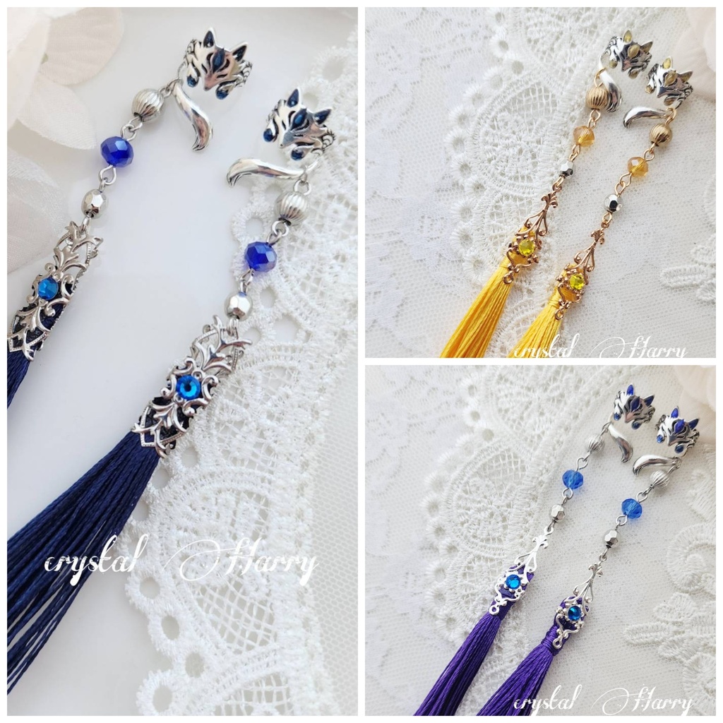 【妖狐の耳飾り】～シルバーベース～各種⚠片耳販売