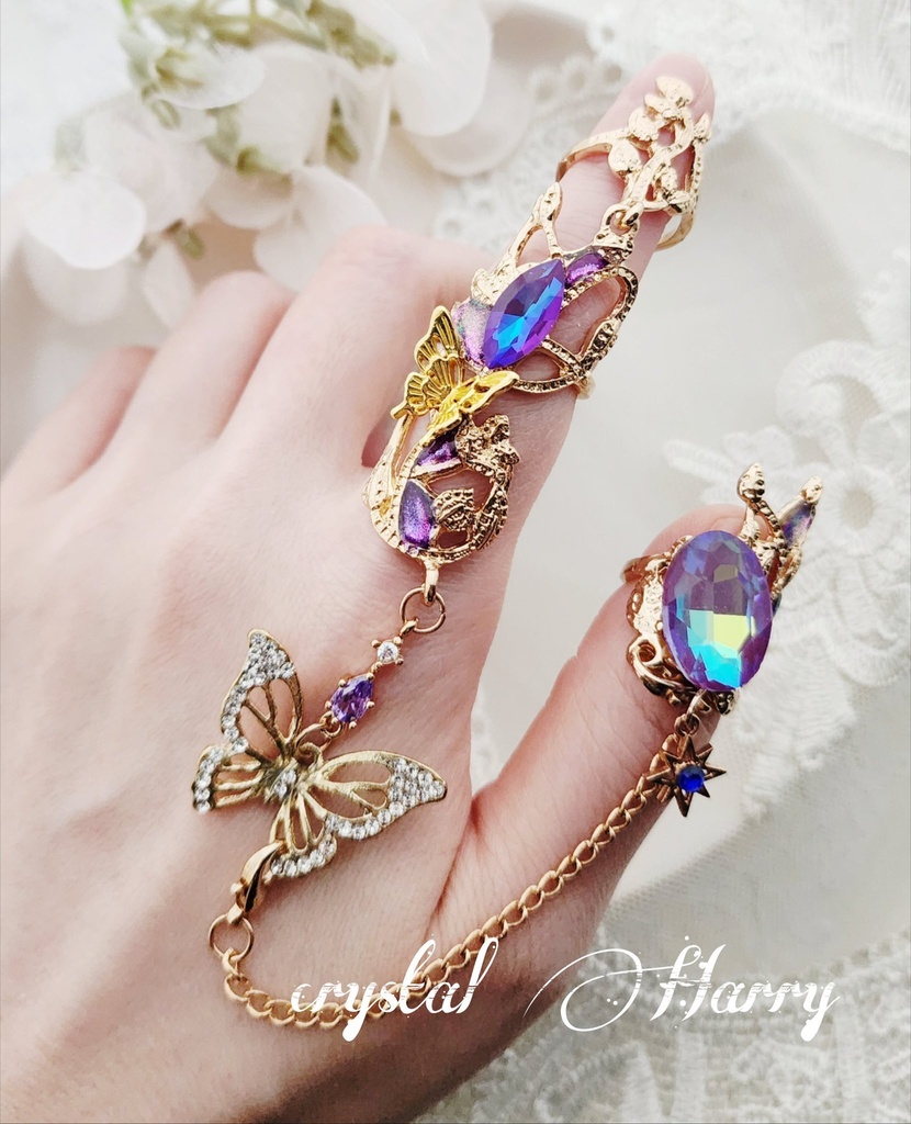 【蝶々の手装飾】~金紫の蝶々~