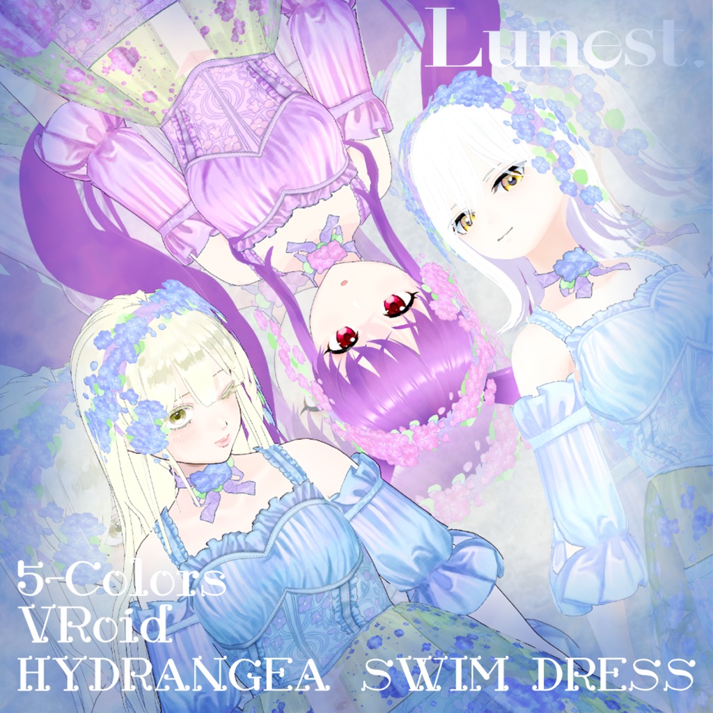 アジサイ水着ドレス【Lunest】 Hydrangea swim dress