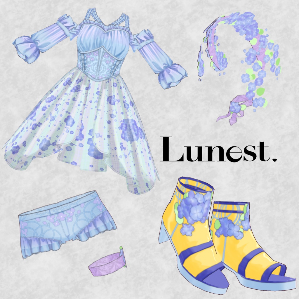 アジサイ水着ドレス【Lunest】 Hydrangea swim dress