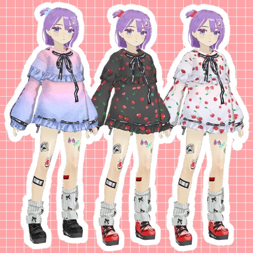 【VRoid】チェリーワンピースセット【STREAK】