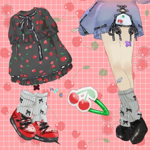 【VRoid】チェリーワンピースセット【STREAK】