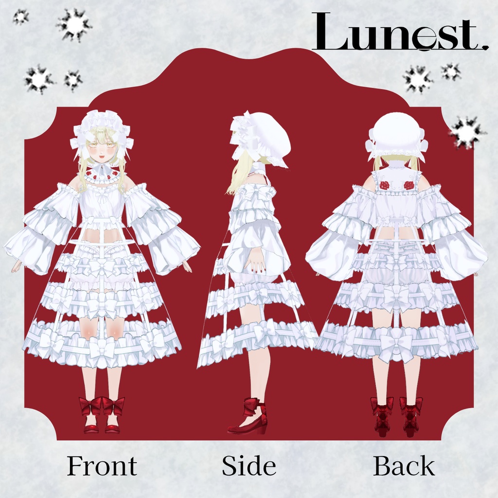 【VRoid】【1Colorfree🌹】⛅ドリーミーローズドレス【Lunest】