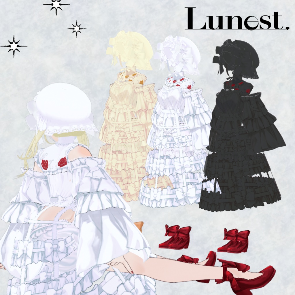 【VRoid】【1Colorfree🌹】⛅ドリーミーローズドレス【Lunest】
