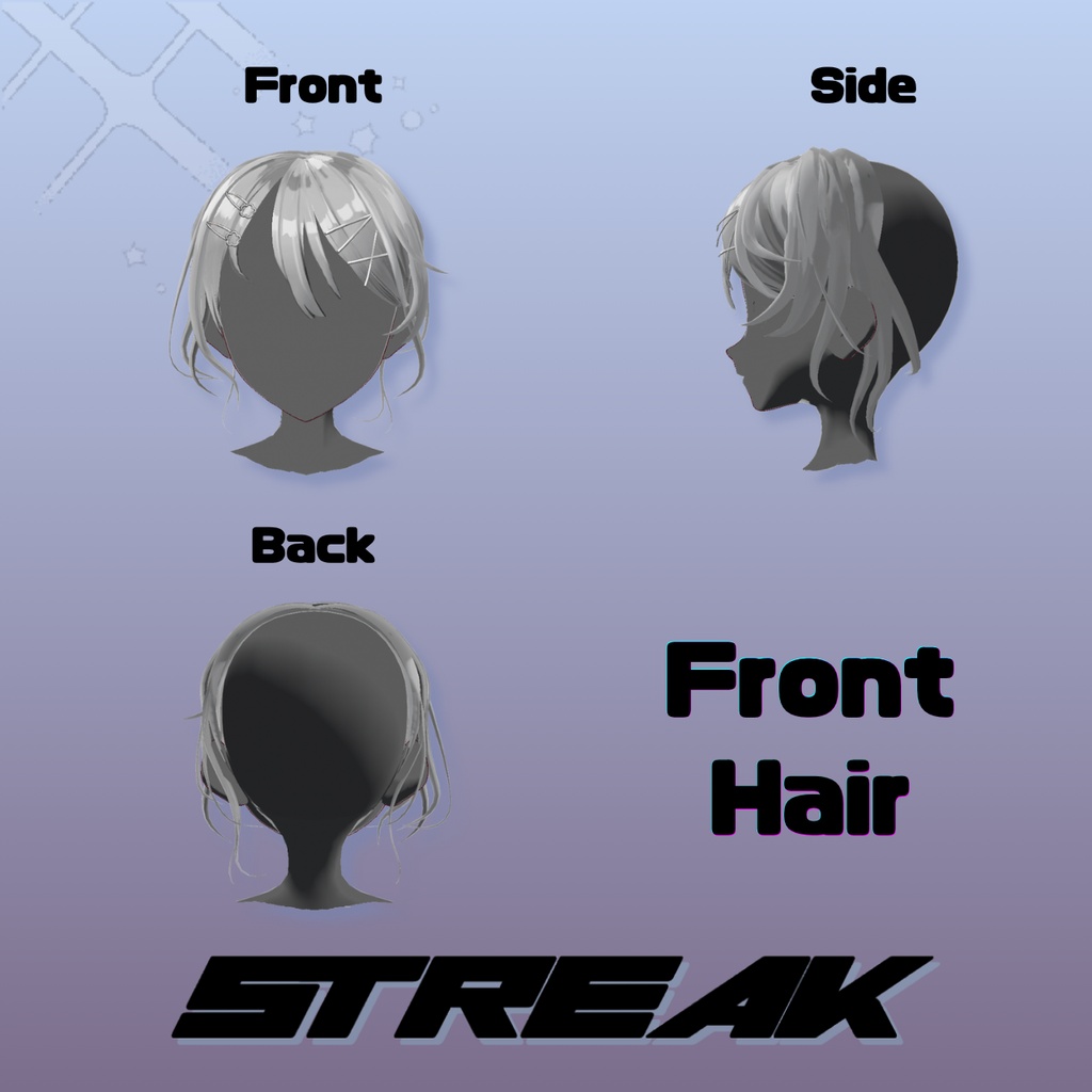 【VRoid】(18Color)🌼Y2K サメのカチモリヘア&フラワーサングラス🌼【STREAK】