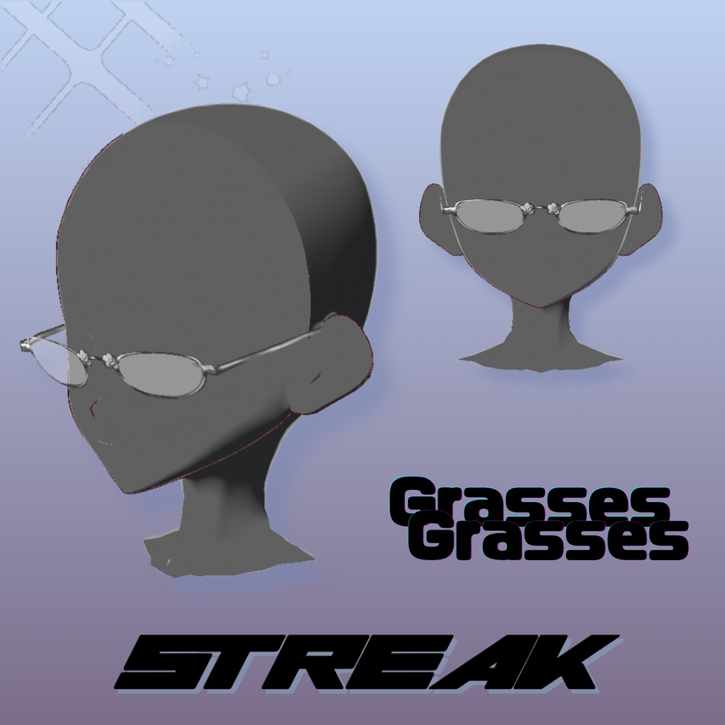 【VRoid】(18Color)🌼Y2K サメのカチモリヘア&フラワーサングラス🌼【STREAK】