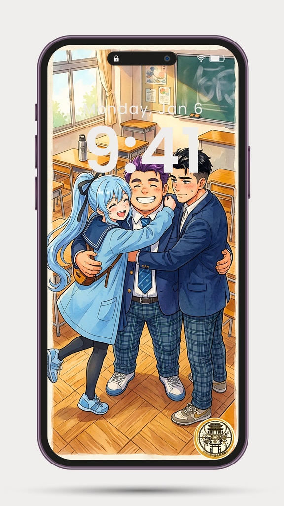 【縦長スマホ用壁紙】現代風神様たちの日常〜事代主・弁財天・毘沙門天・大国主〜(全4種 / 高画質)