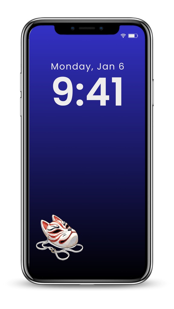 縦長スマホ用壁紙ー狐の面ー