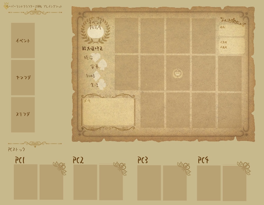 ペーパーランドクラフターズRPG&サポート各種シート