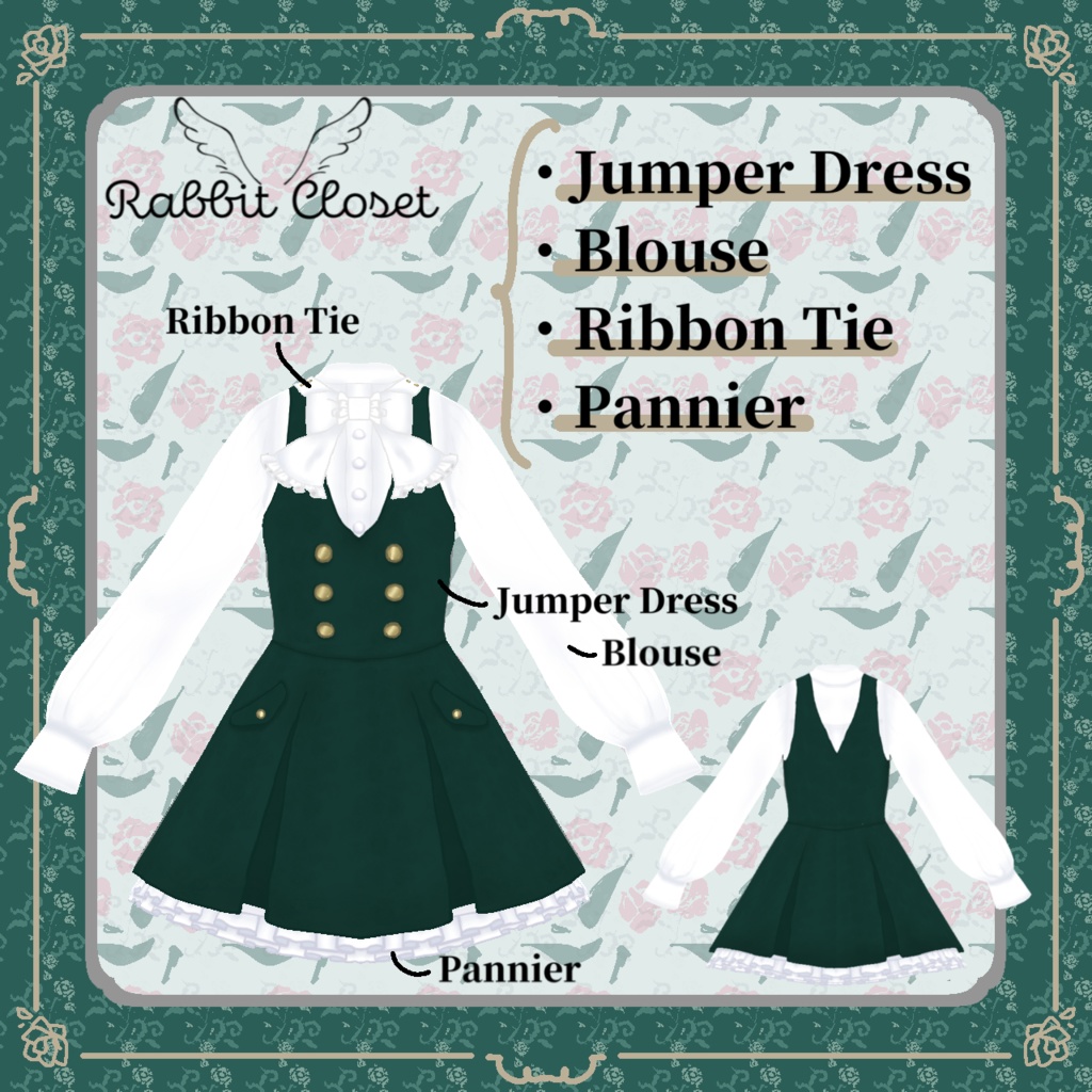 【VRoid】Classic Jumper Dress & Ribbon Tie Blouse