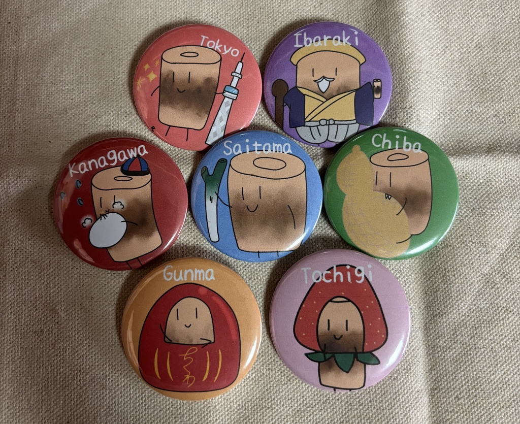 ご当地ちくわん缶バッジ 関東地方
