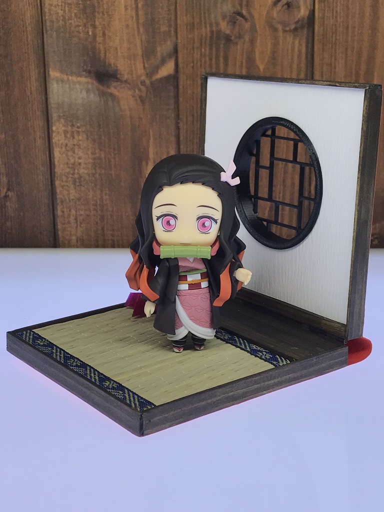 ブック型ドールスタンドS円窓(朱色)