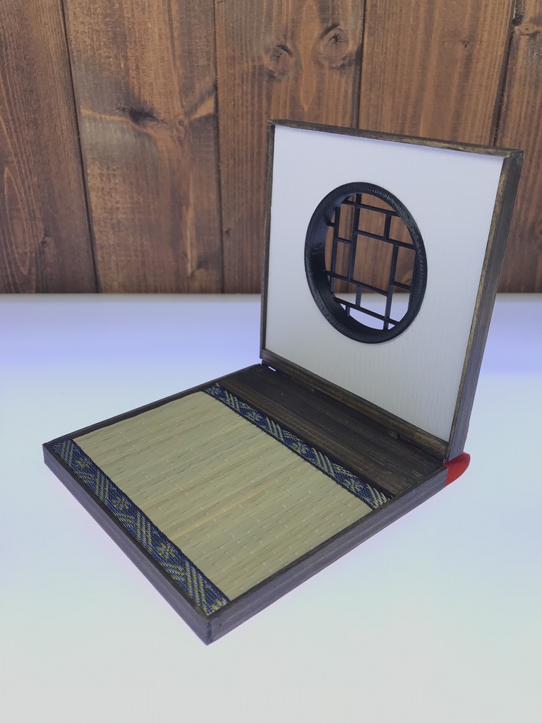 ブック型ドールスタンドS円窓(朱色)