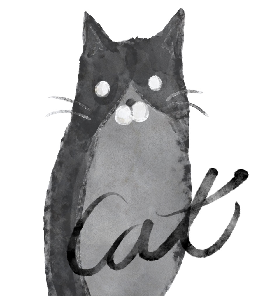 水墨画テイストな猫のTシャツ